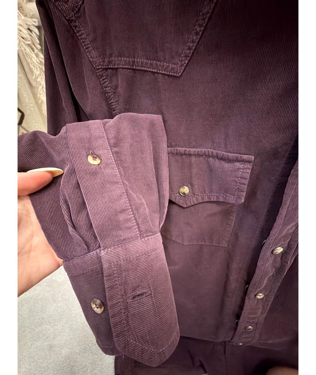BRUNELLO CUCINELLI Фиолетовая велюровая рубашка, фото 4