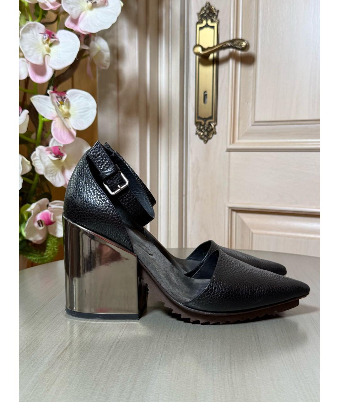 BRUNELLO CUCINELLI Черные кожаные босоножки, фото 4