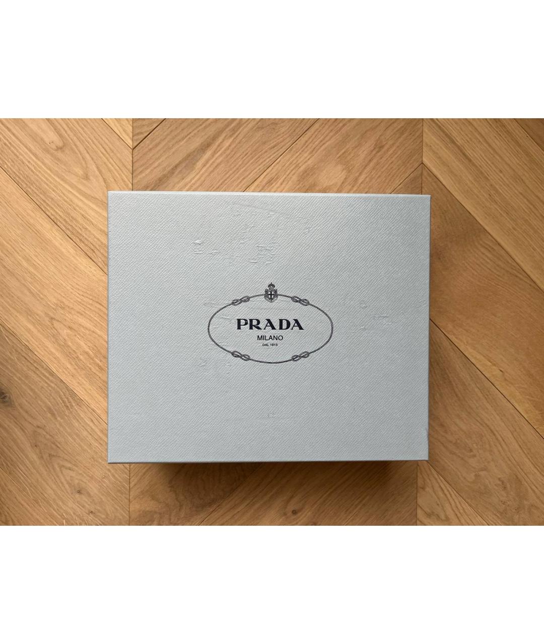PRADA Бежевые кожаные кроссовки, фото 6