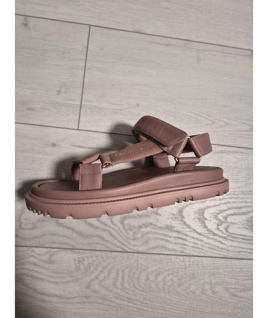 CHRISTIAN DIOR Розовые кожаные босоножки, фото 7
