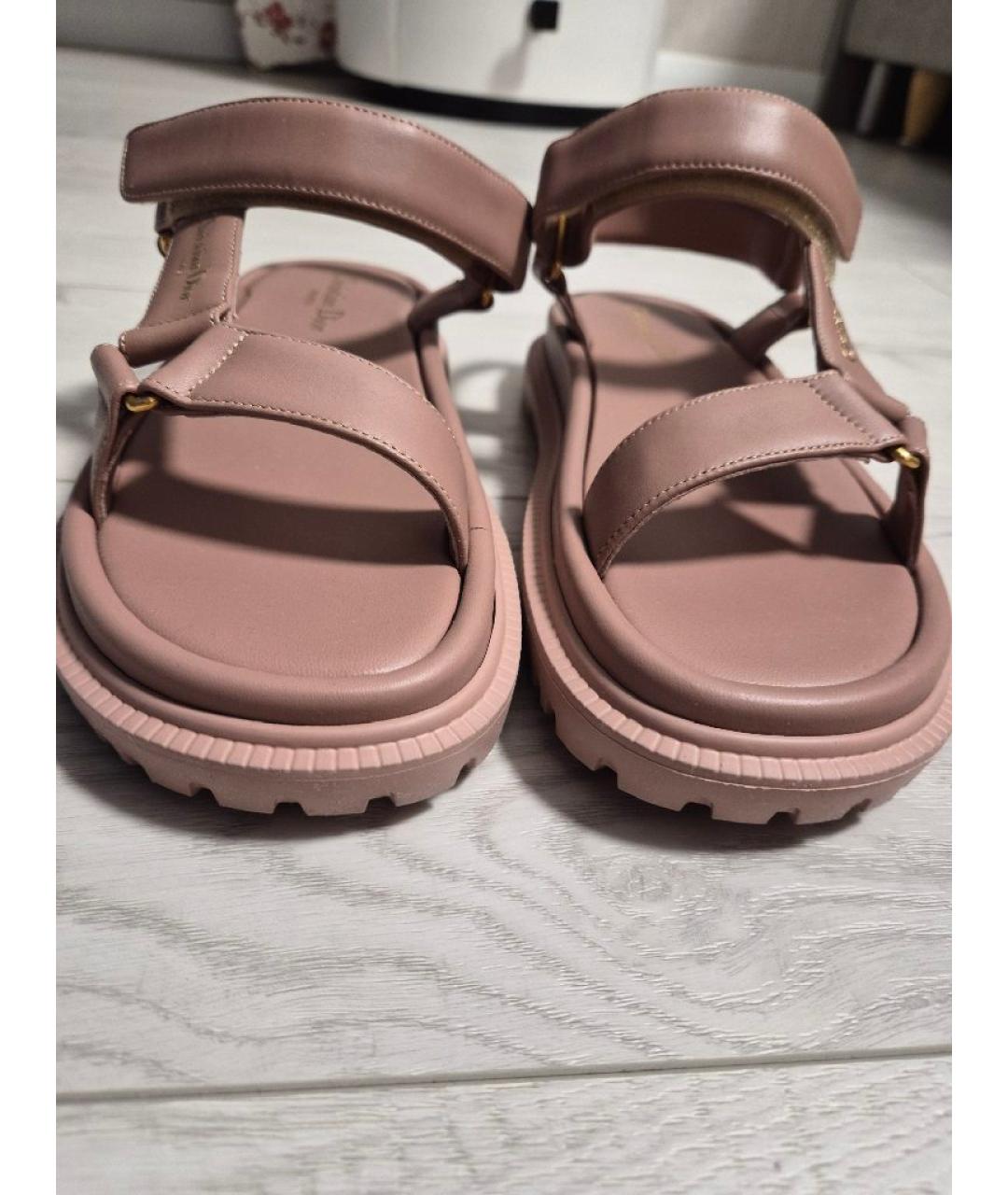 CHRISTIAN DIOR Розовые кожаные босоножки, фото 3