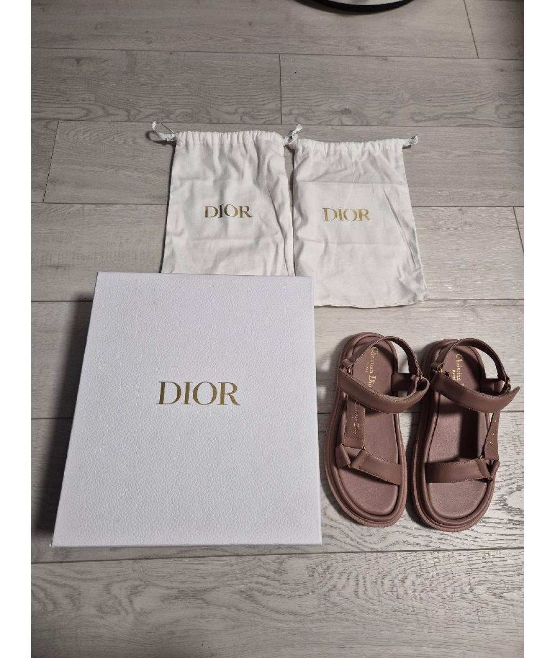 CHRISTIAN DIOR Розовые кожаные босоножки, фото 6
