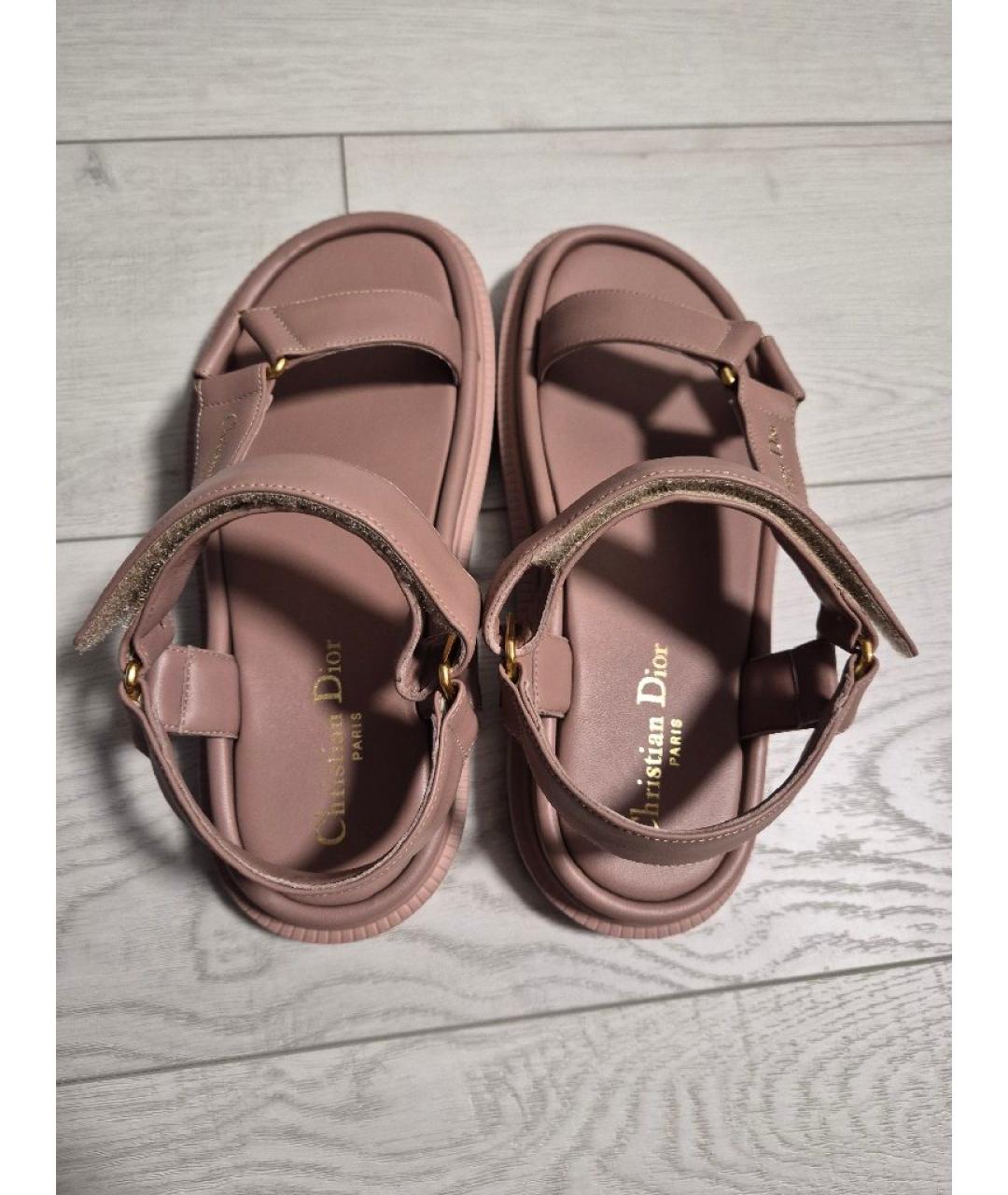 CHRISTIAN DIOR Розовые кожаные босоножки, фото 2