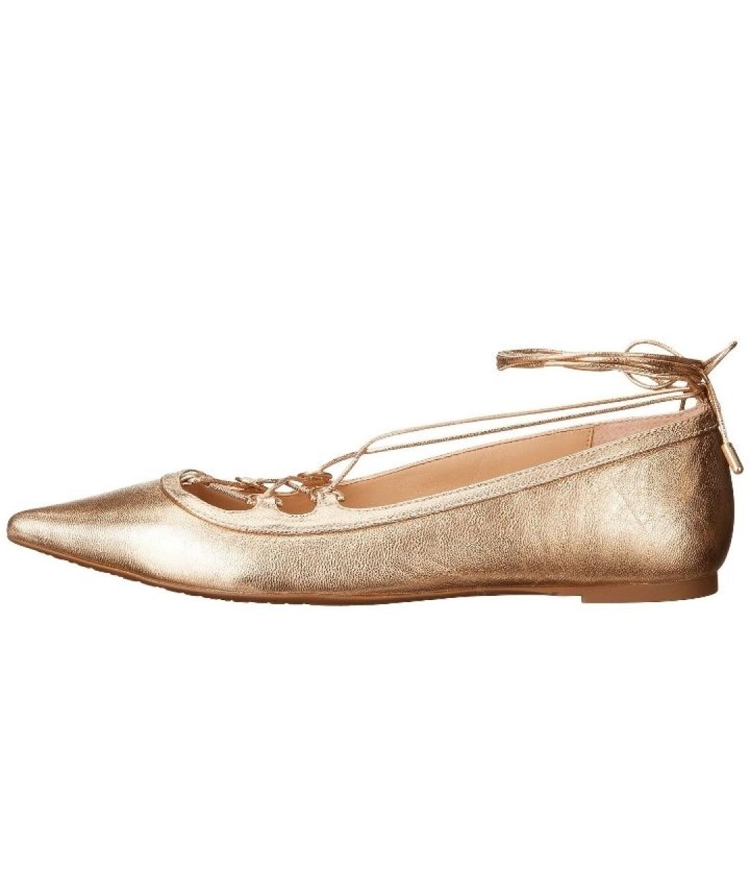 MICHAEL MICHAEL KORS Золотые кожаные балетки, фото 8