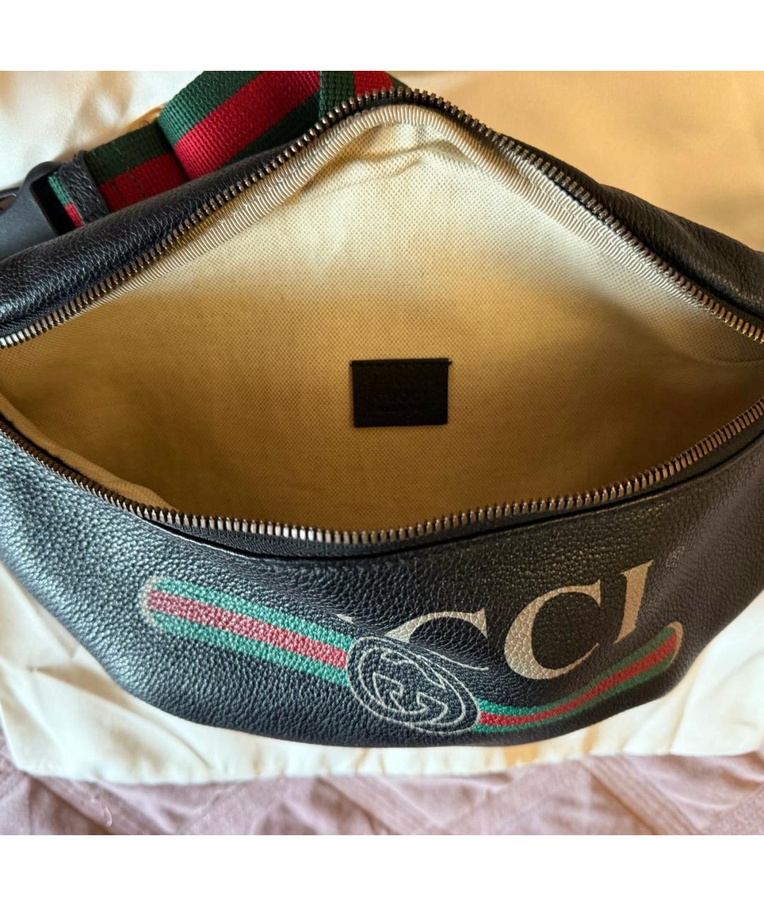 GUCCI Черная кожаная поясная сумка, фото 4