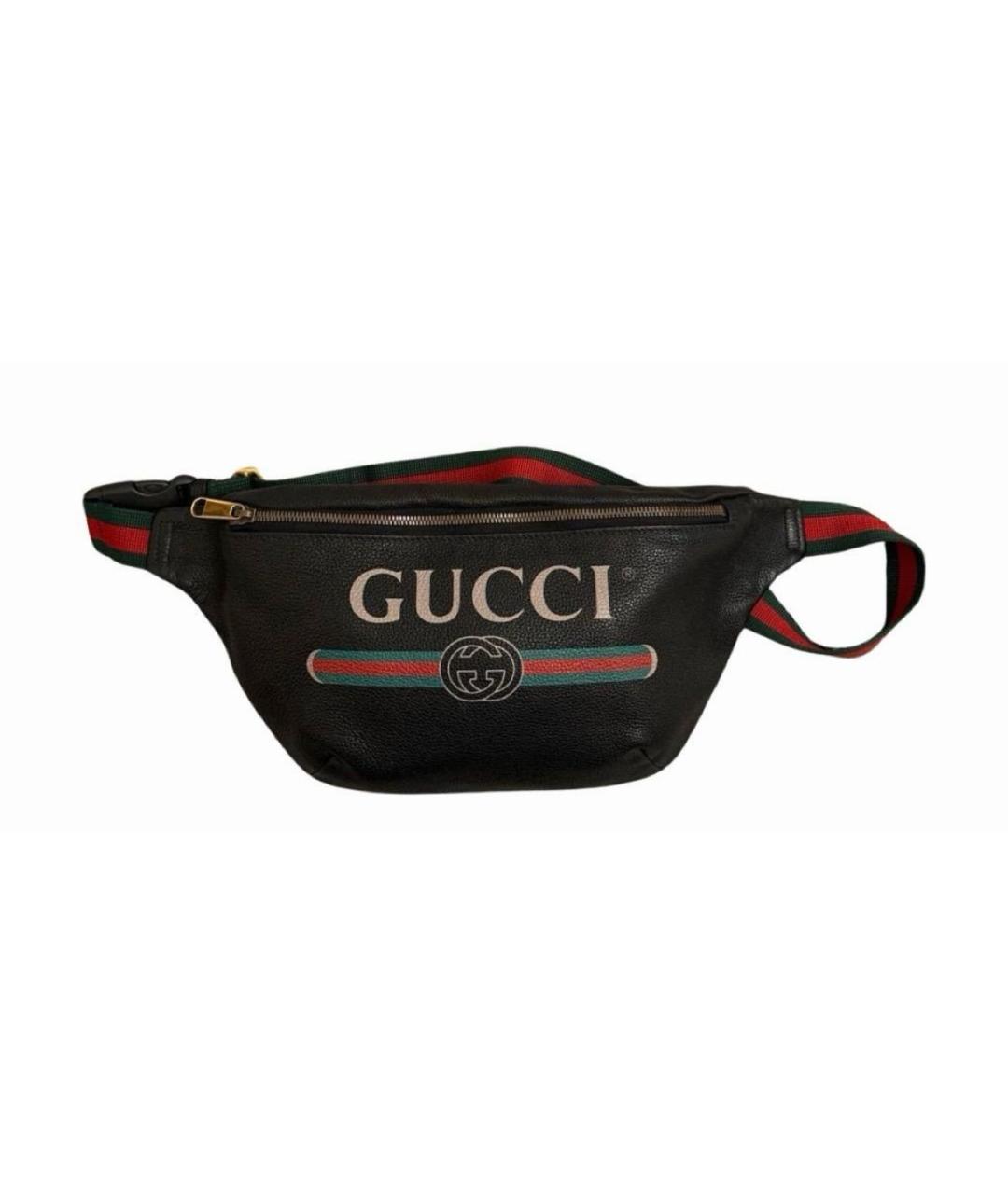GUCCI Черная кожаная поясная сумка, фото 5