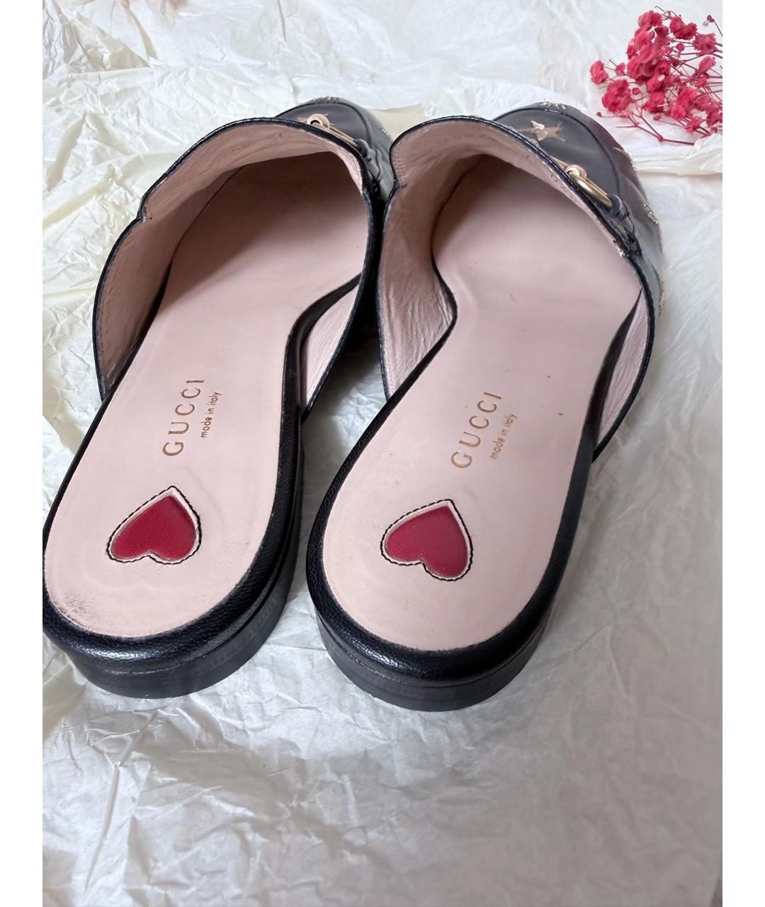 GUCCI Черные кожаные сабо, фото 3