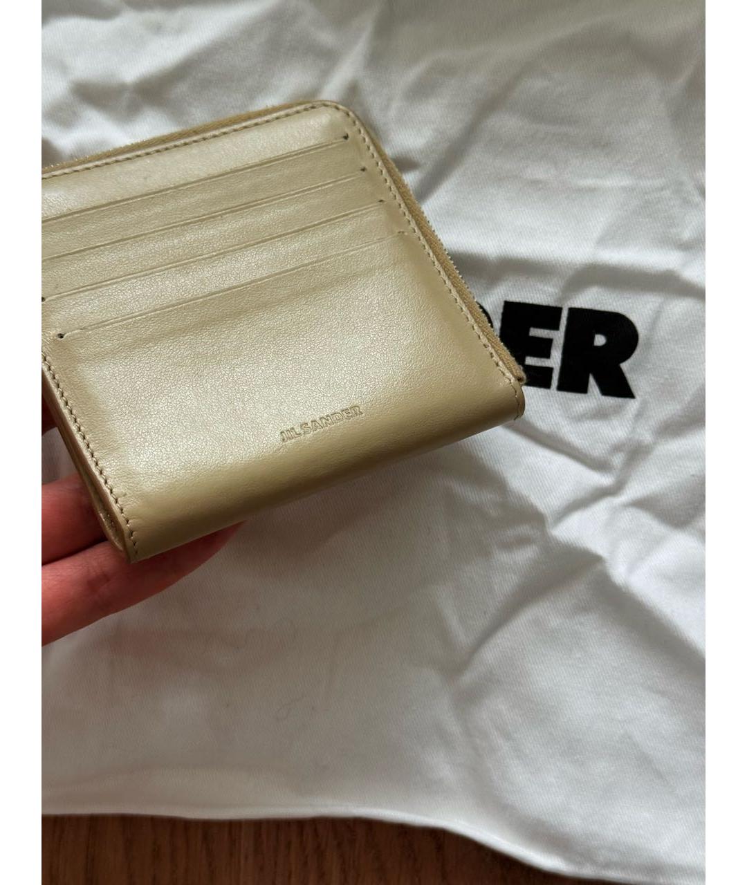 JIL SANDER Бежевый кожаный кошелек, фото 2