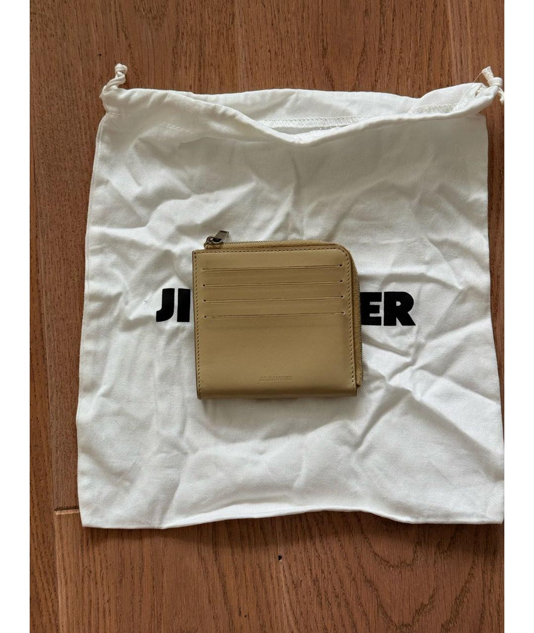 JIL SANDER Бежевый кожаный кошелек, фото 5