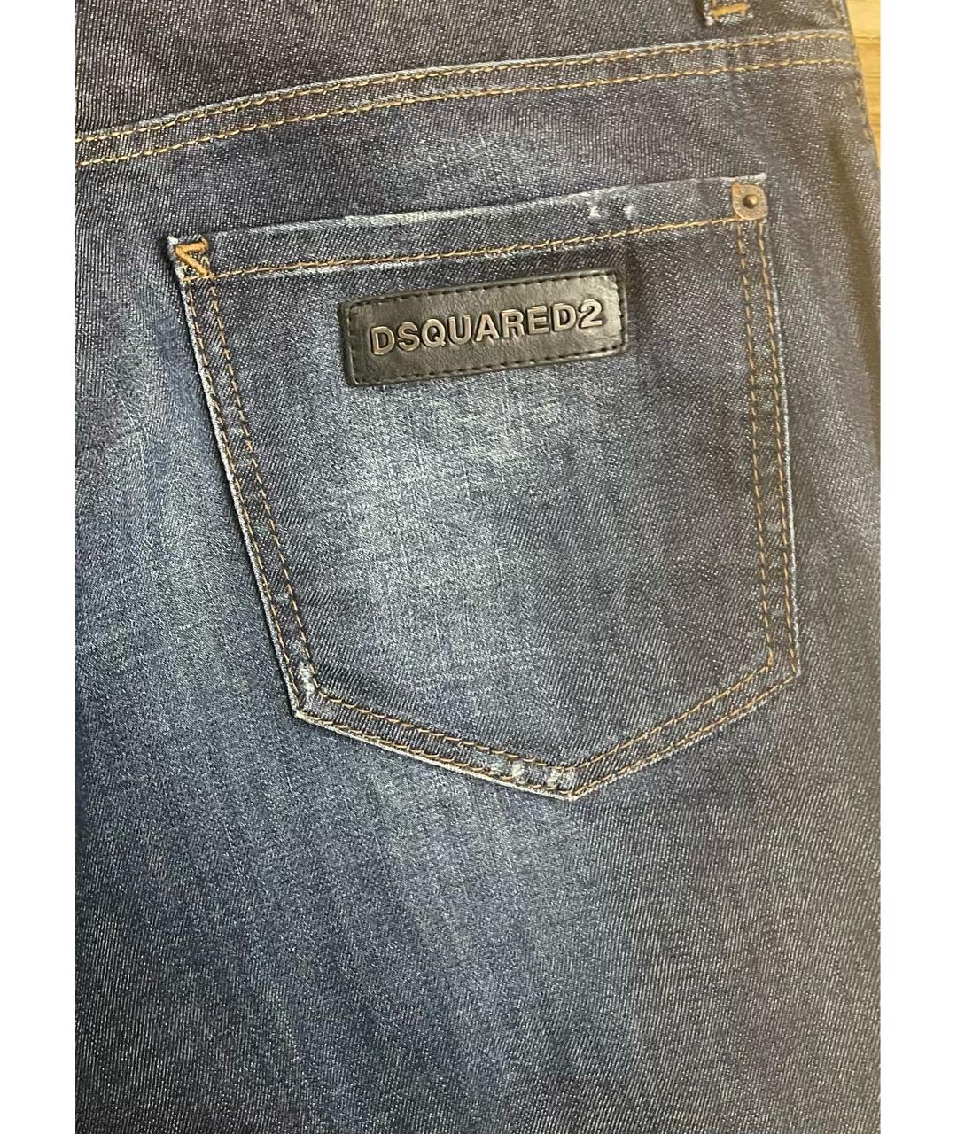 DSQUARED2 Темно-синие хлопко-эластановые прямые джинсы, фото 6
