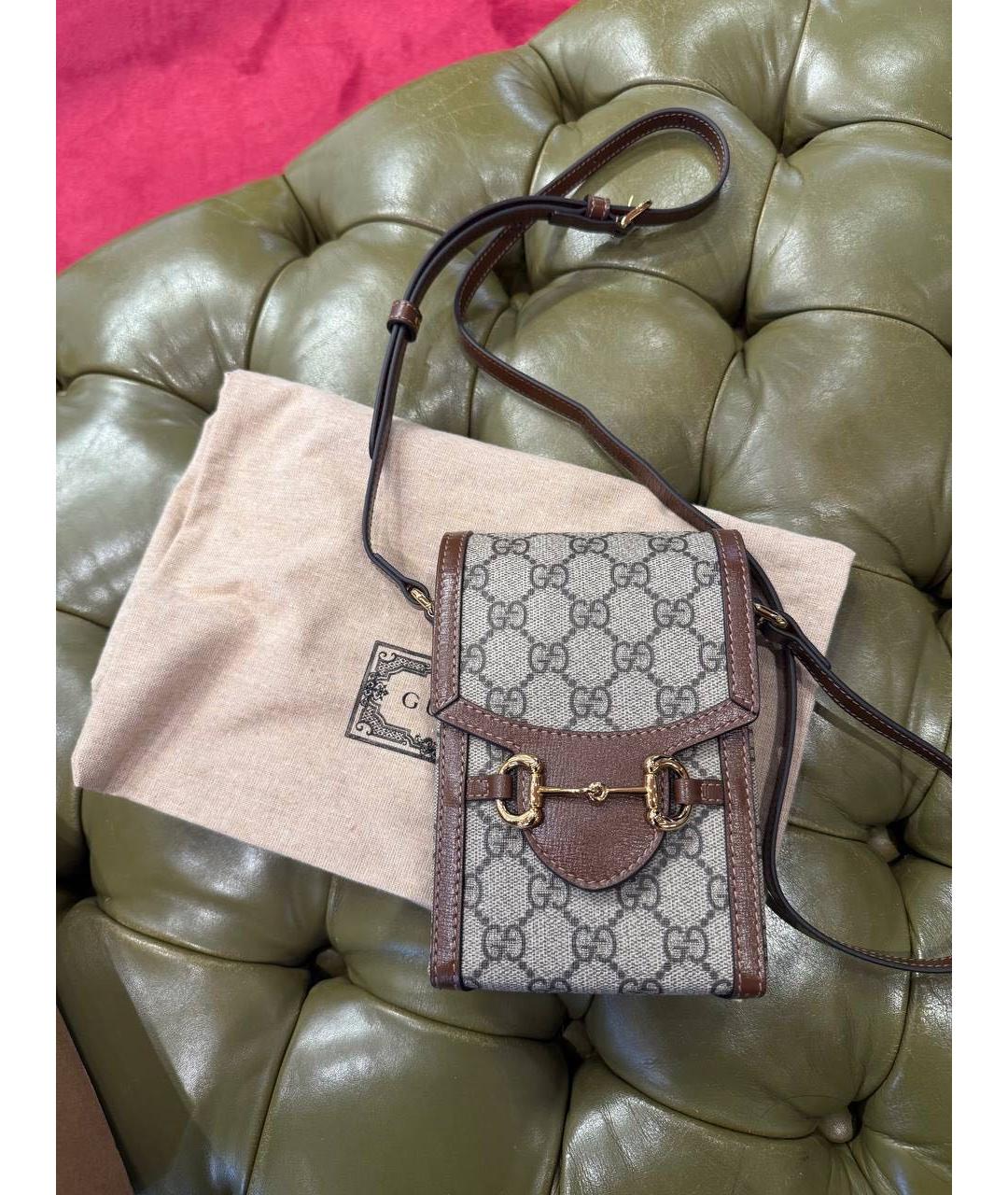 GUCCI Коричневая кожаная сумка через плечо, фото 2