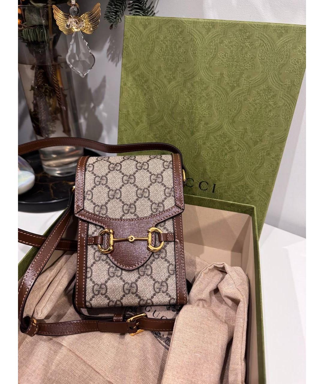 GUCCI Коричневая кожаная сумка через плечо, фото 6