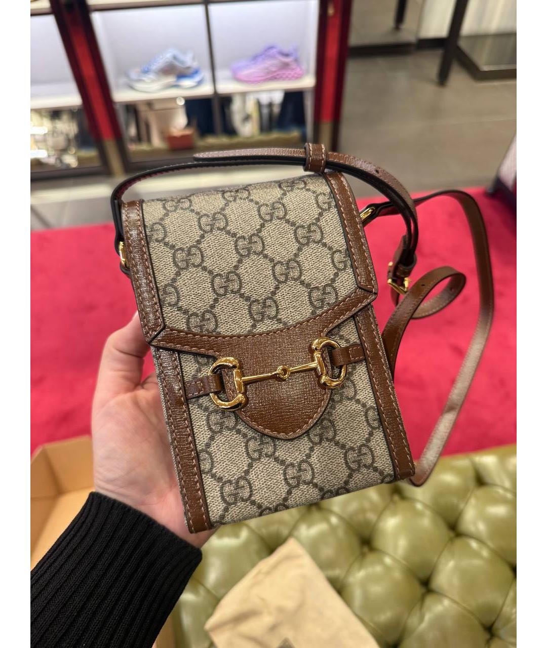 GUCCI Коричневая кожаная сумка через плечо, фото 4