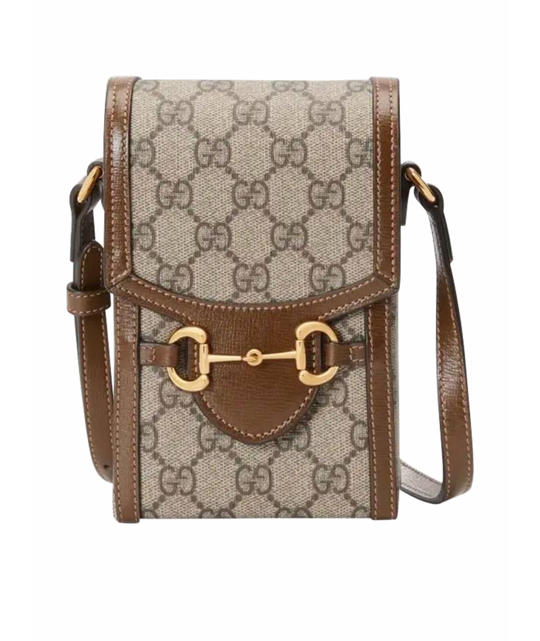 GUCCI Коричневая кожаная сумка через плечо, фото 1