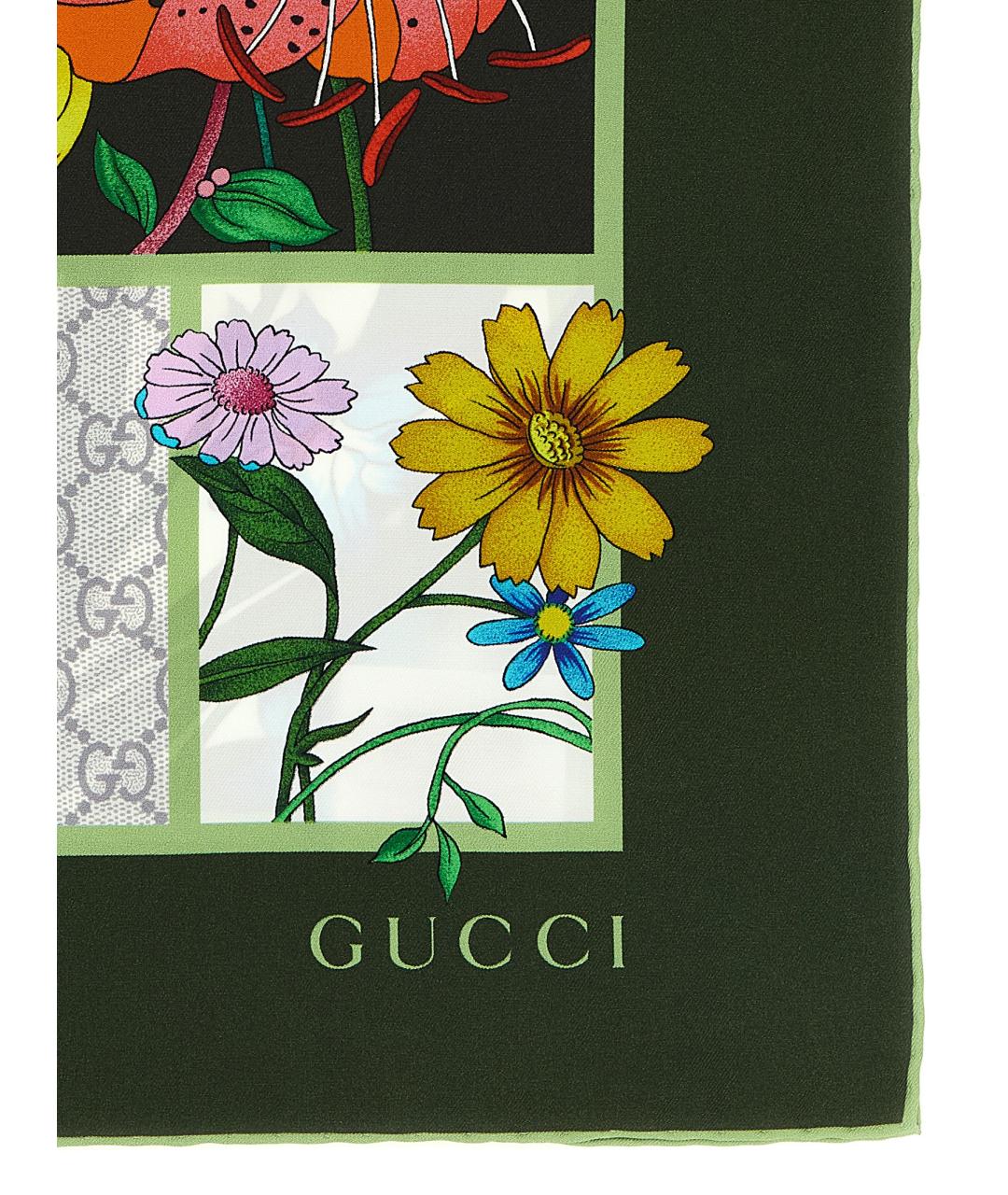 GUCCI Черный шелковый шарф, фото 2