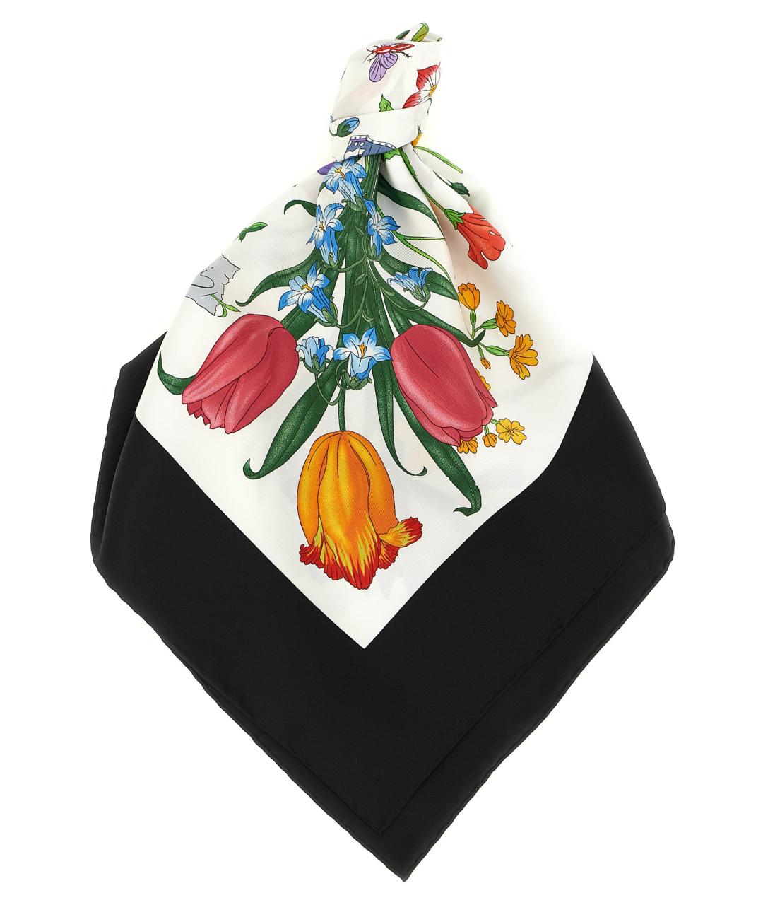 GUCCI Черный шелковый шарф, фото 1