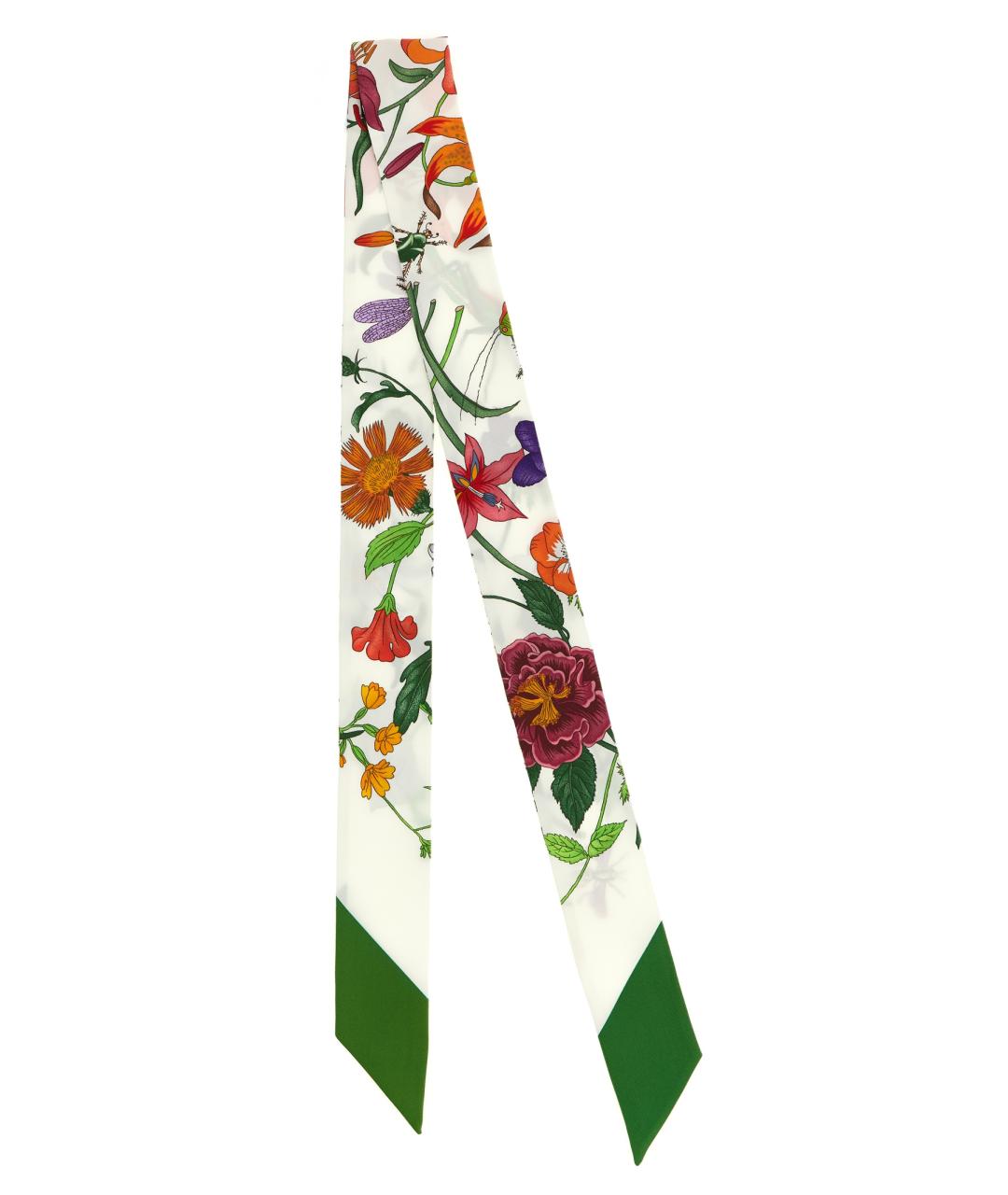 GUCCI Зеленый шелковый шарф, фото 2