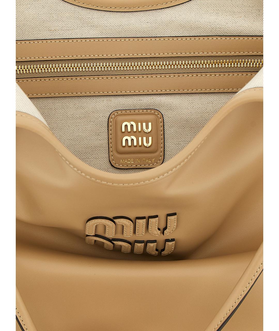 MIU MIU Бежевая кожаная сумка тоут, фото 4