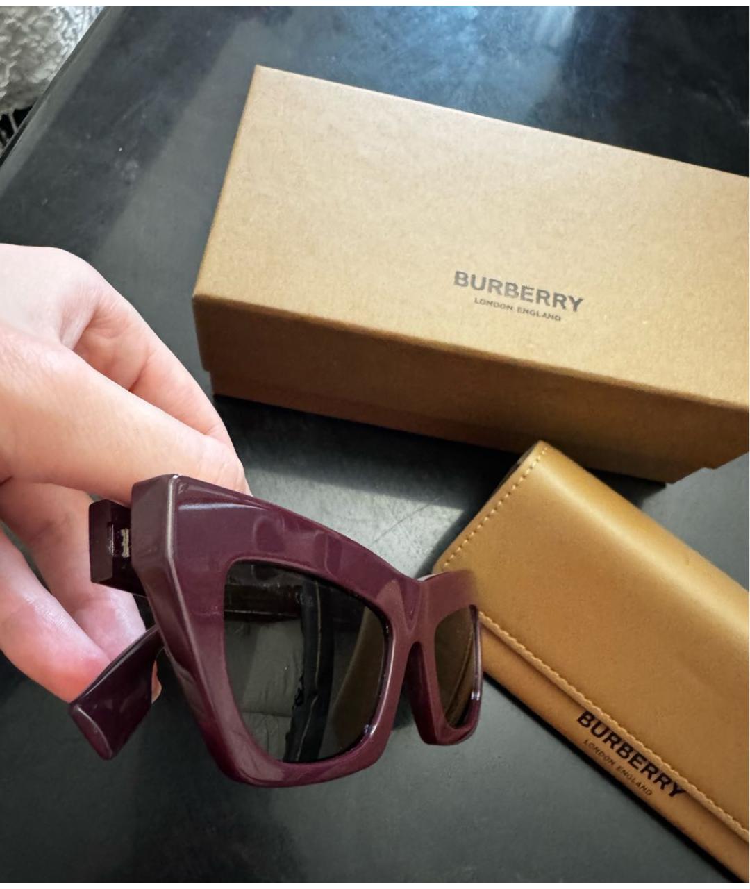 BURBERRY Бордовые пластиковые солнцезащитные очки, фото 2