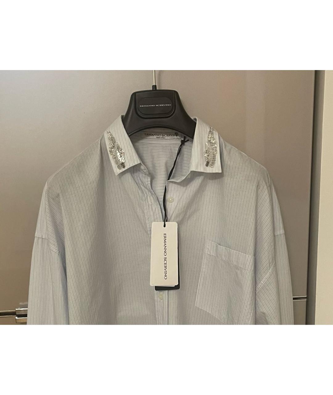 ERMANNO SCERVINO Голубая хлопко-эластановая рубашка, фото 3