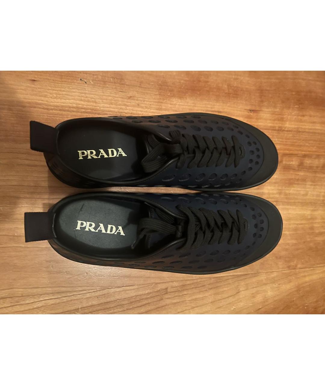 PRADA Темно-синие синтетические низкие кроссовки / кеды, фото 4