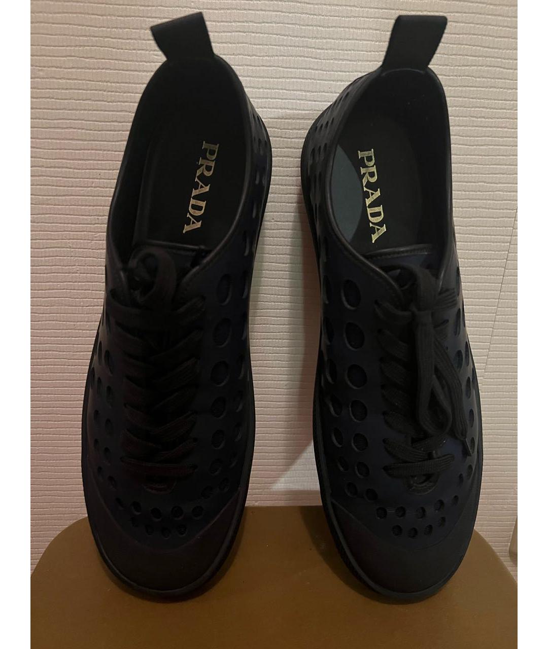 PRADA Темно-синие синтетические низкие кроссовки / кеды, фото 2