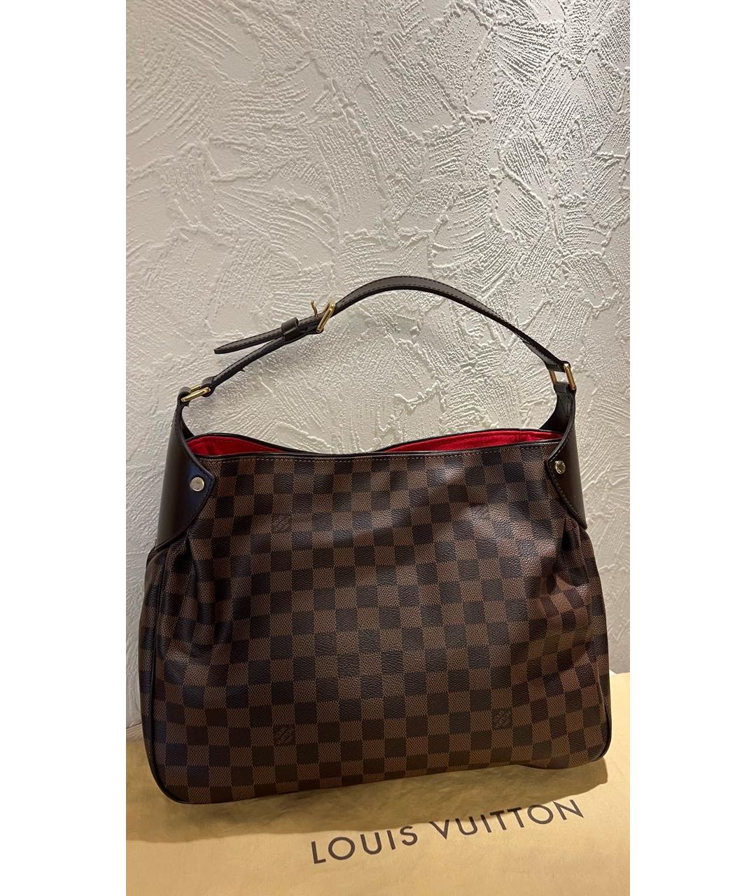 LOUIS VUITTON Коричневая кожаная сумка тоут, фото 8