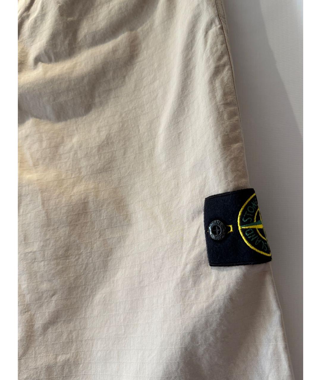 STONE ISLAND Бежевые хлопковые прямые брюки, фото 2