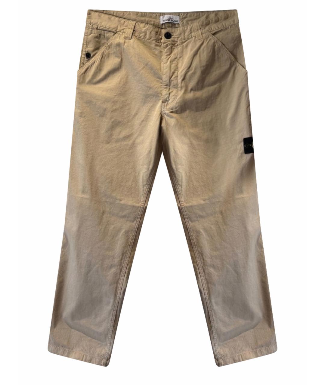 STONE ISLAND Бежевые хлопковые прямые брюки, фото 1