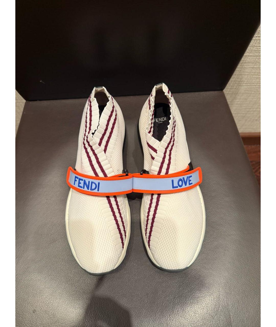 FENDI Белые текстильные кроссовки, фото 2