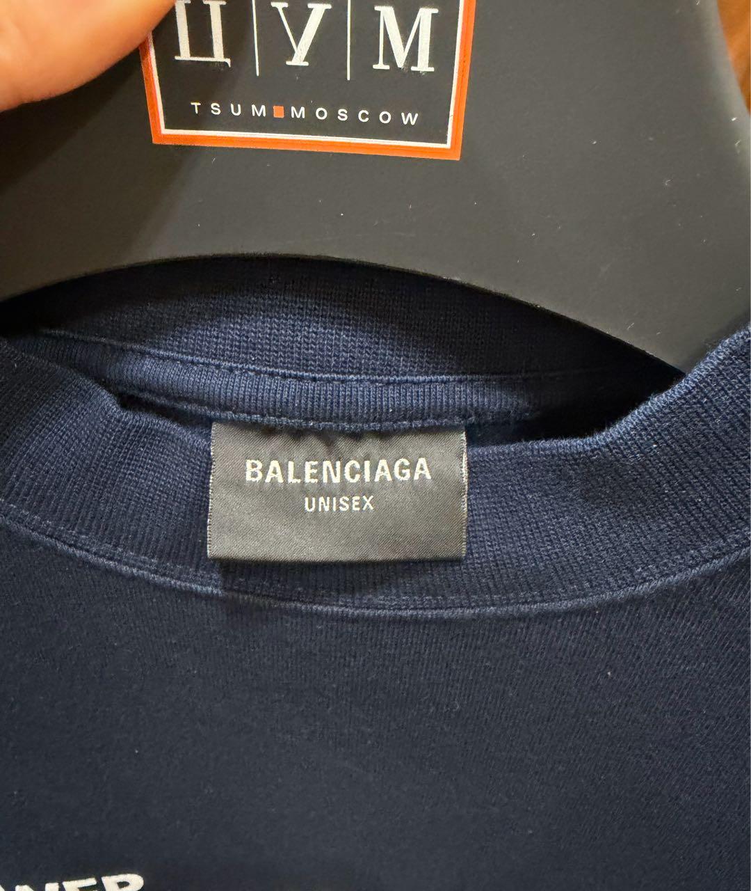 BALENCIAGA Синяя хлопковая футболка, фото 3