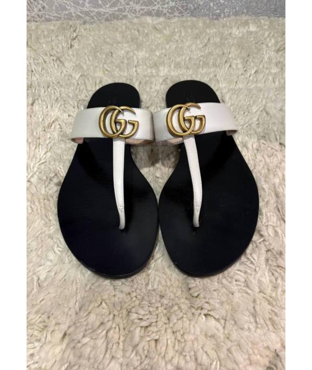 GUCCI Бежевые кожаные сандалии, фото 2