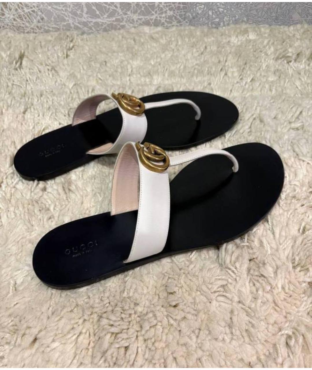 GUCCI Бежевые кожаные сандалии, фото 5
