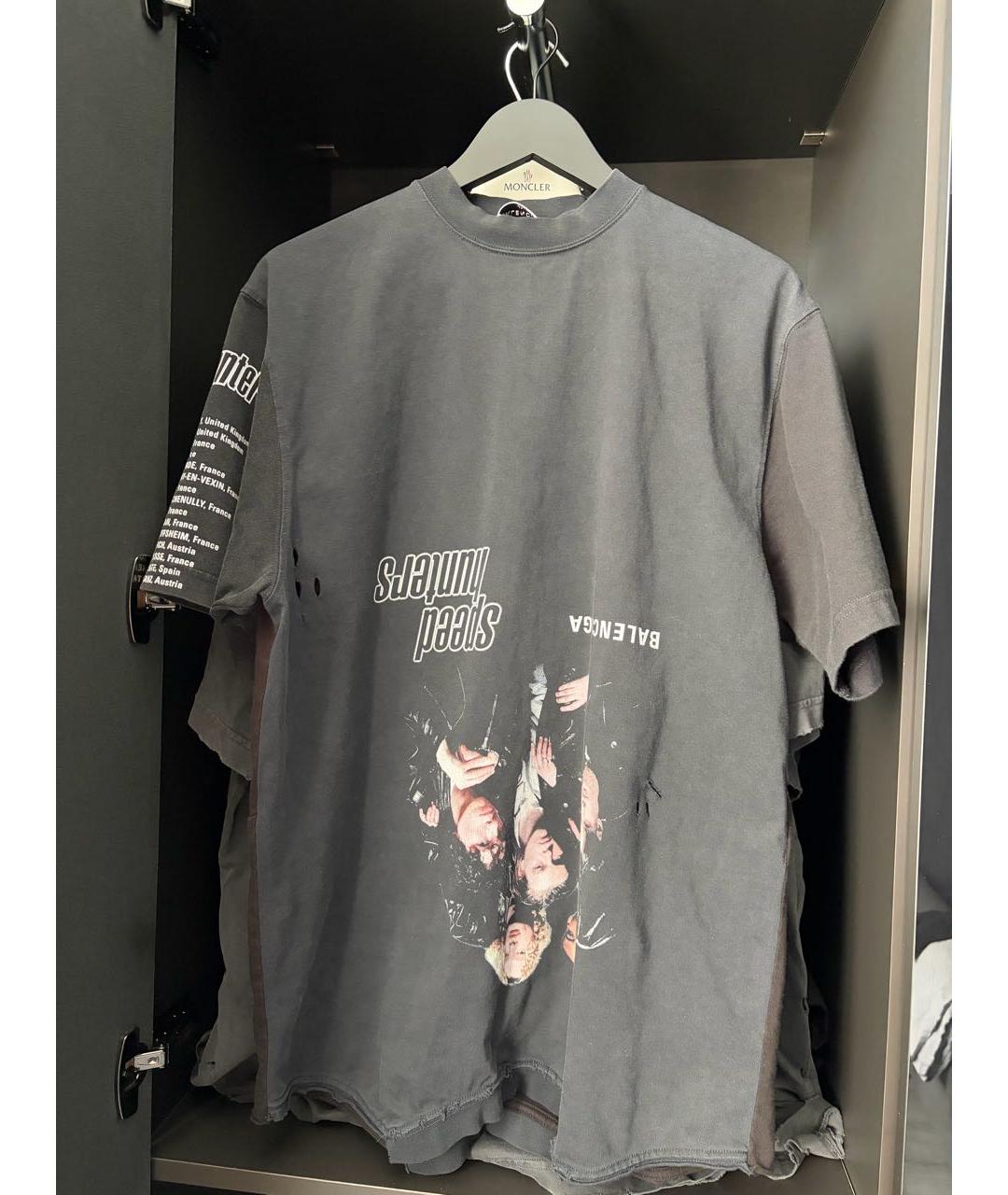 BALENCIAGA Черная твидовая футболка, фото 7