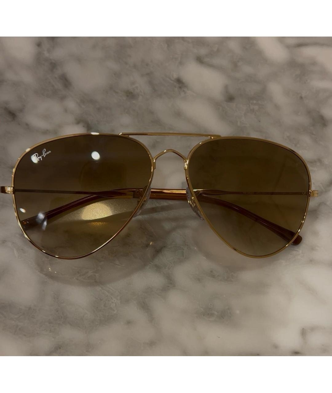 RAY BAN Золотые металлические солнцезащитные очки, фото 5