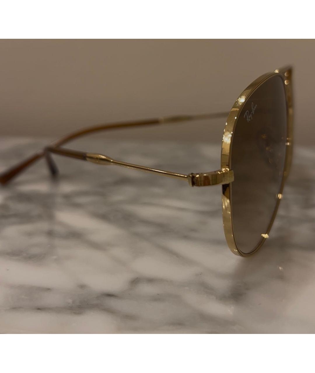 RAY BAN Золотые металлические солнцезащитные очки, фото 2