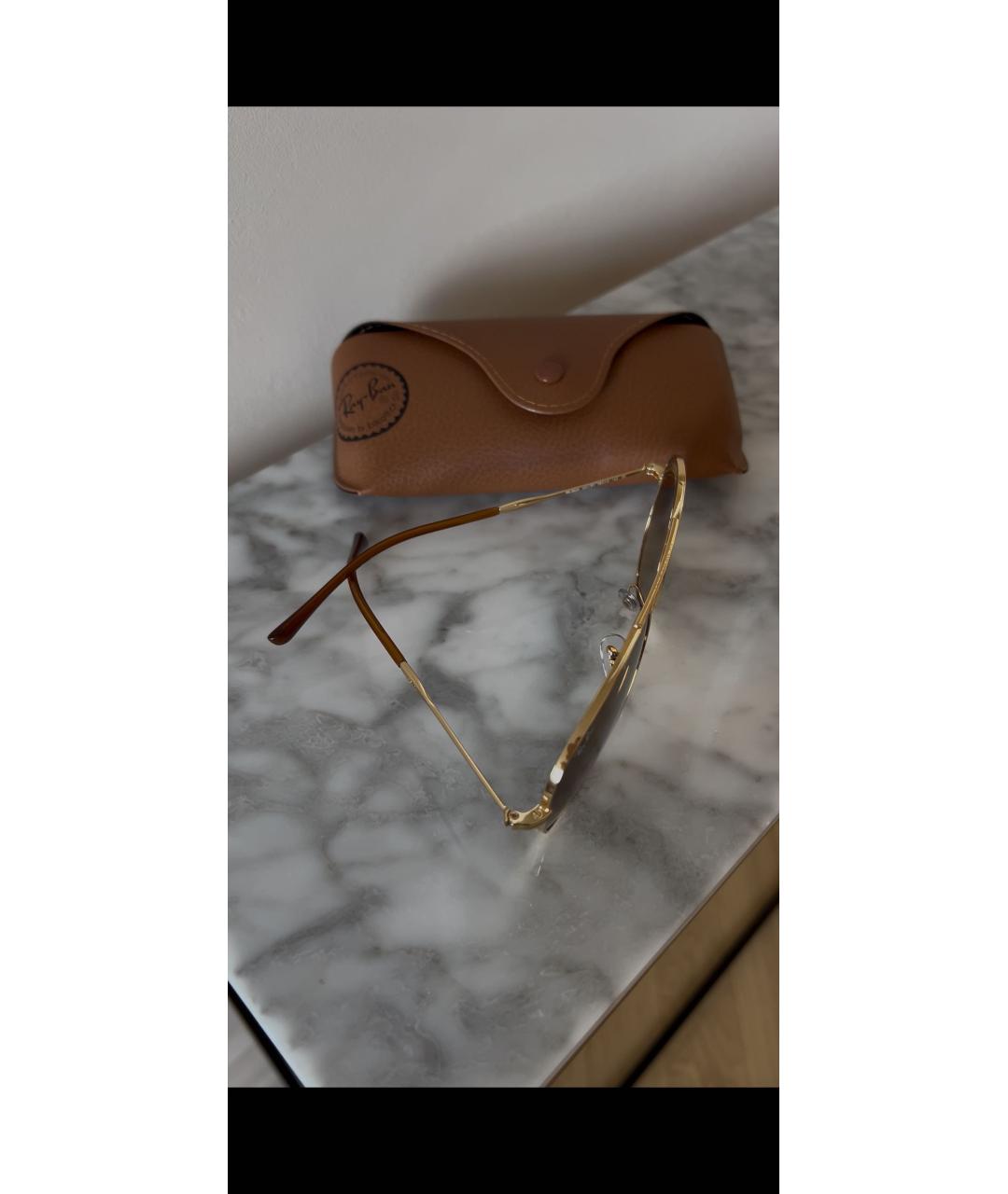 RAY BAN Золотые металлические солнцезащитные очки, фото 3