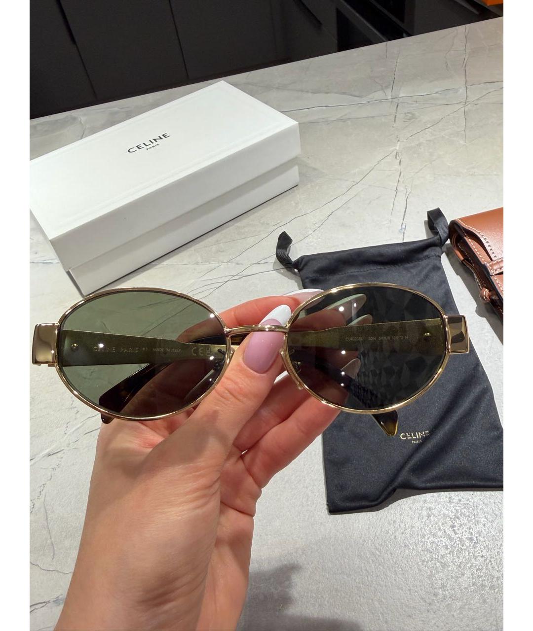 CELINE Золотые металлические солнцезащитные очки, фото 8