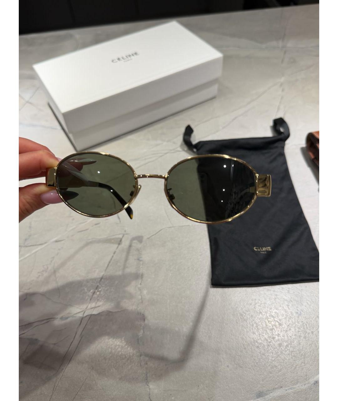 CELINE Золотые металлические солнцезащитные очки, фото 3