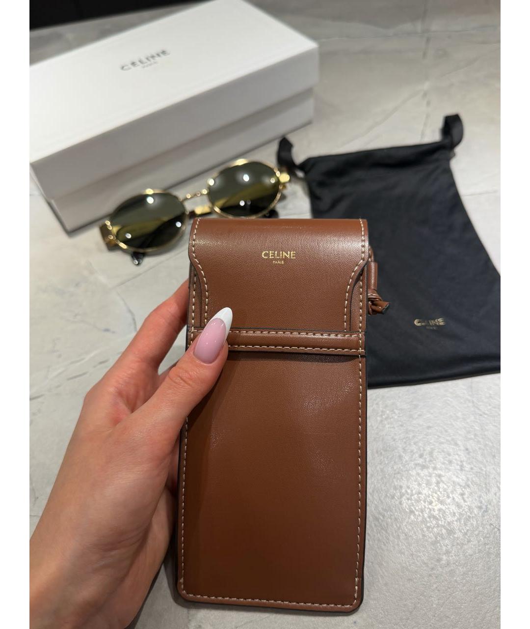 CELINE Золотые металлические солнцезащитные очки, фото 4