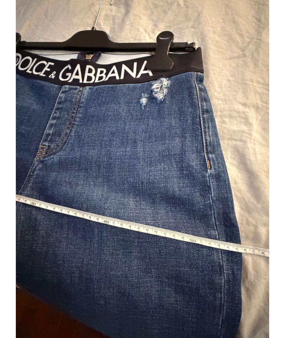 DOLCE&GABBANA Синие хлопковые прямые джинсы, фото 4