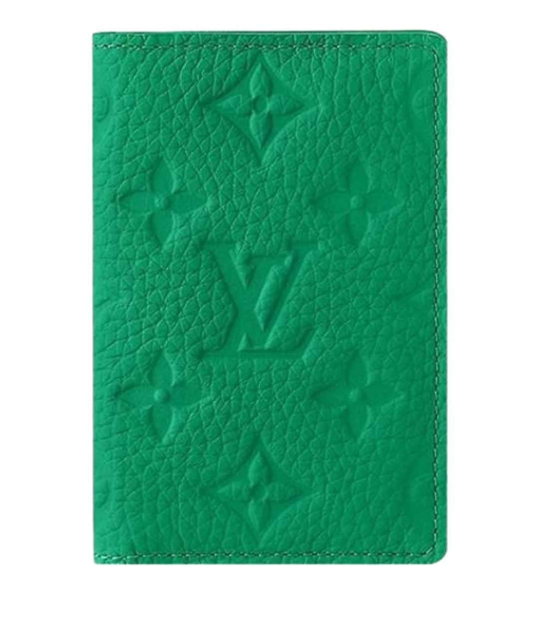 LOUIS VUITTON Зеленый кожаный кошелек, фото 1