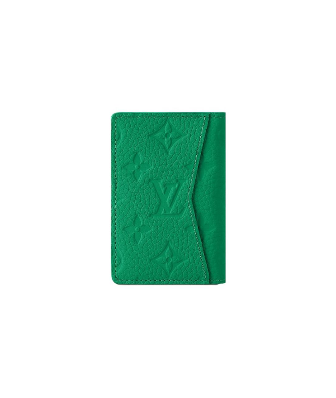 LOUIS VUITTON Зеленый кожаный кошелек, фото 3