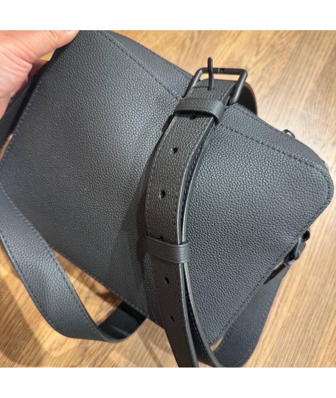 LOUIS VUITTON Черная кожаная сумка на плечо, фото 6
