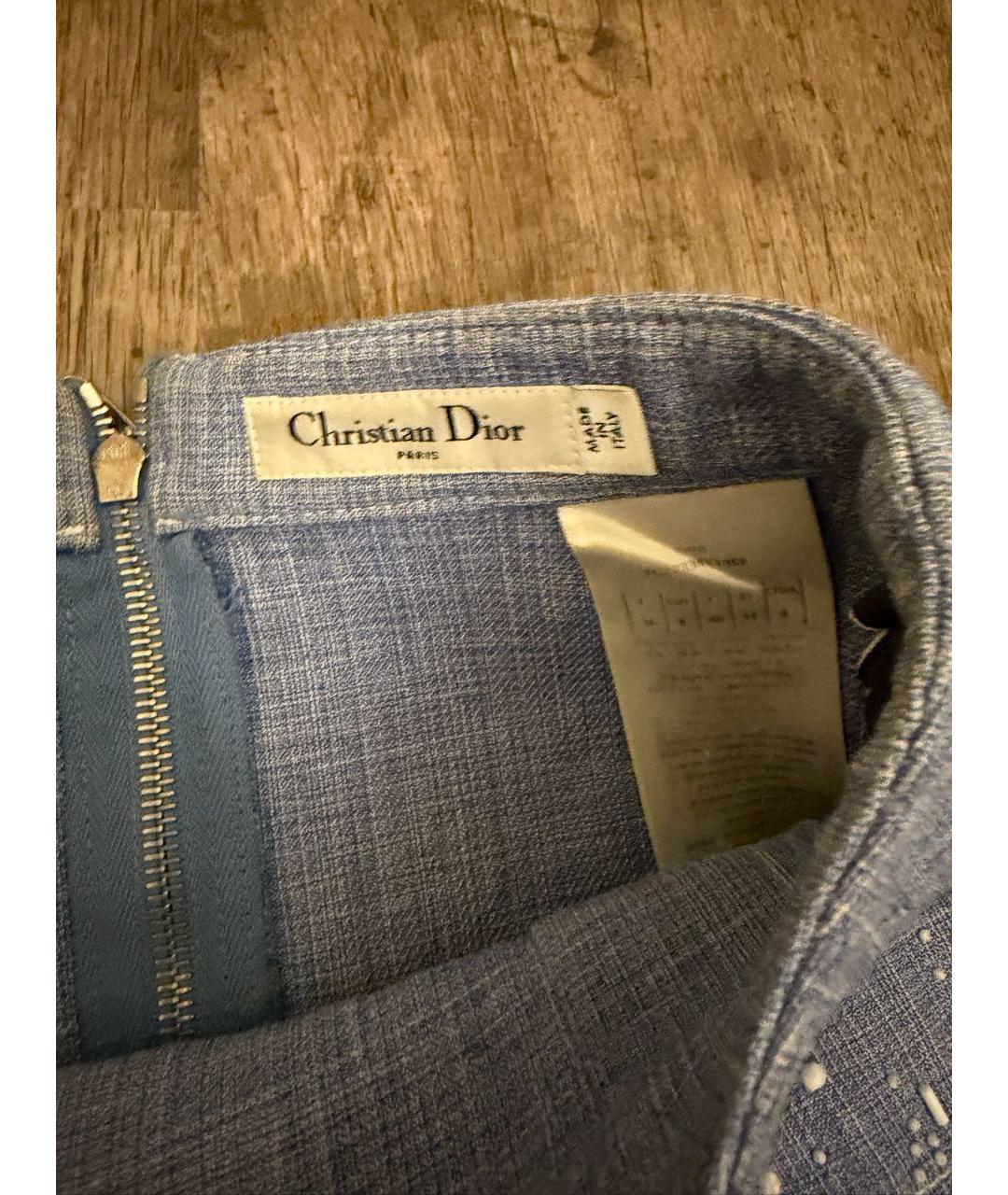 CHRISTIAN DIOR Голубая деним юбка мини, фото 3