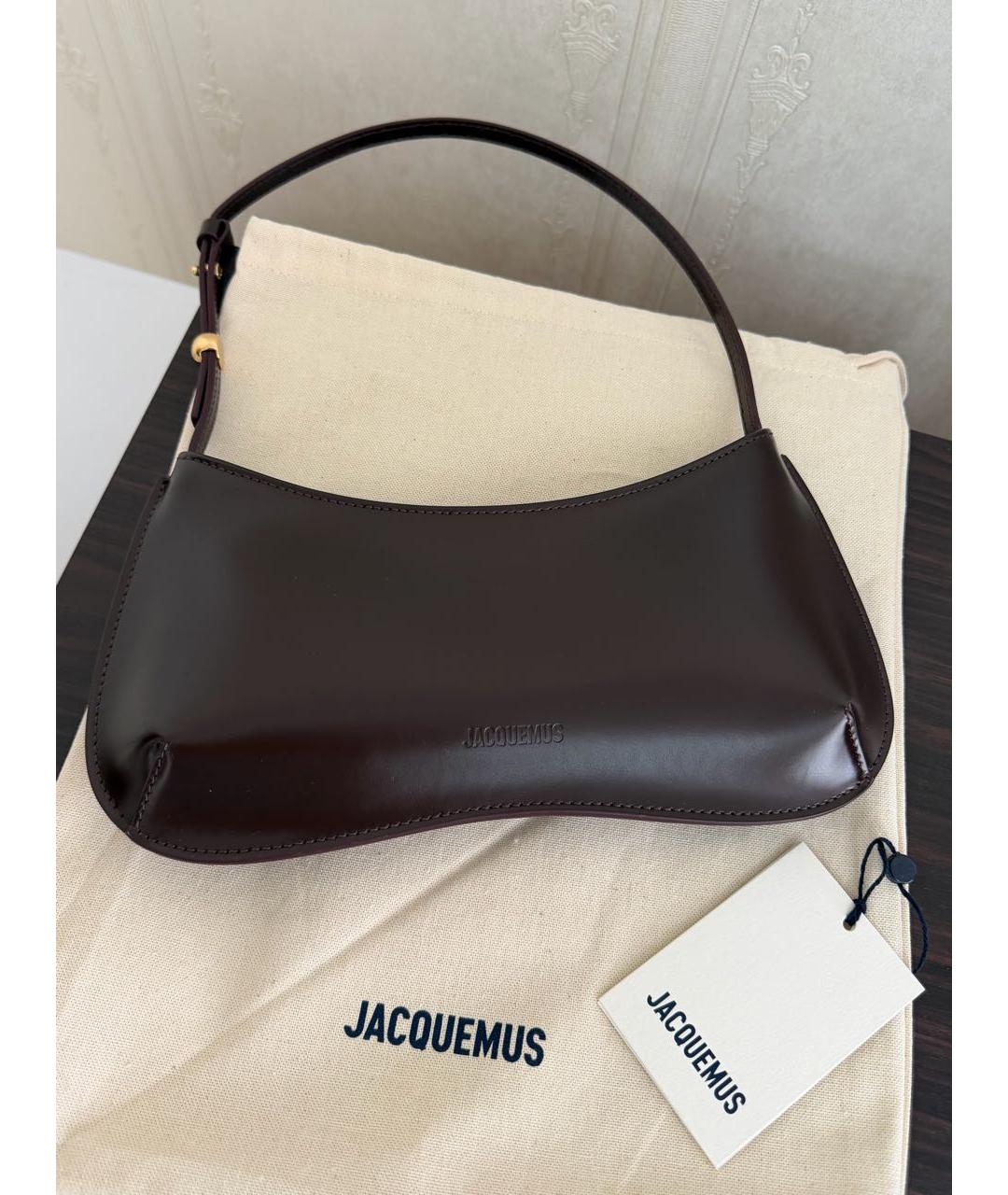 JACQUEMUS Бордовая кожаная сумка с короткими ручками, фото 2