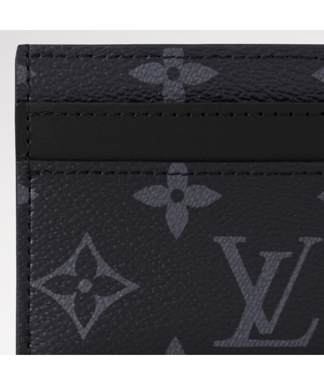 LOUIS VUITTON Черный кожаный кардхолдер, фото 2