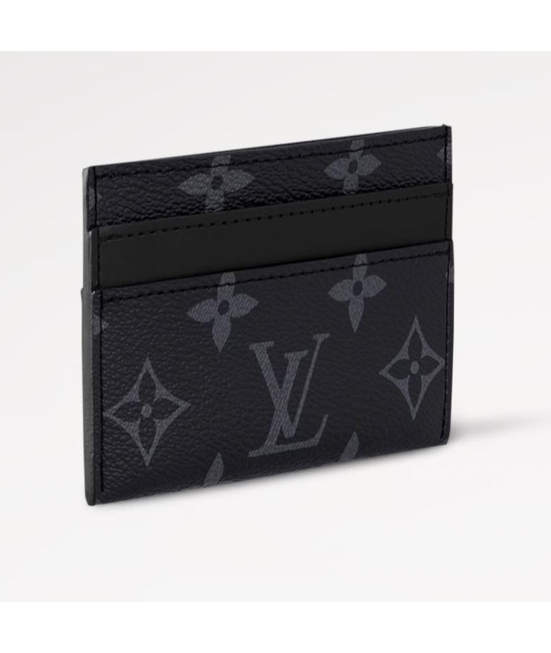 LOUIS VUITTON Черный кожаный кардхолдер, фото 3