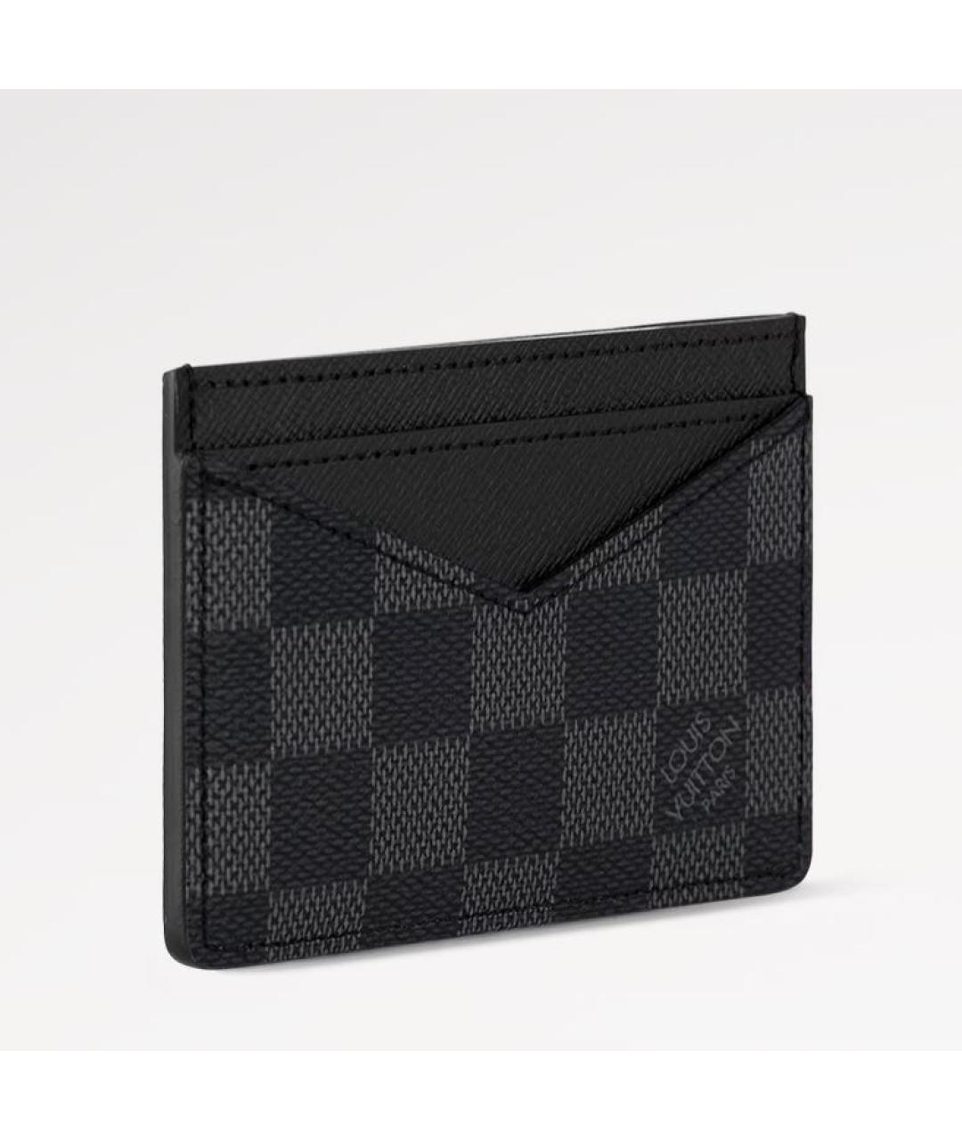 LOUIS VUITTON Черный кожаный кардхолдер, фото 4