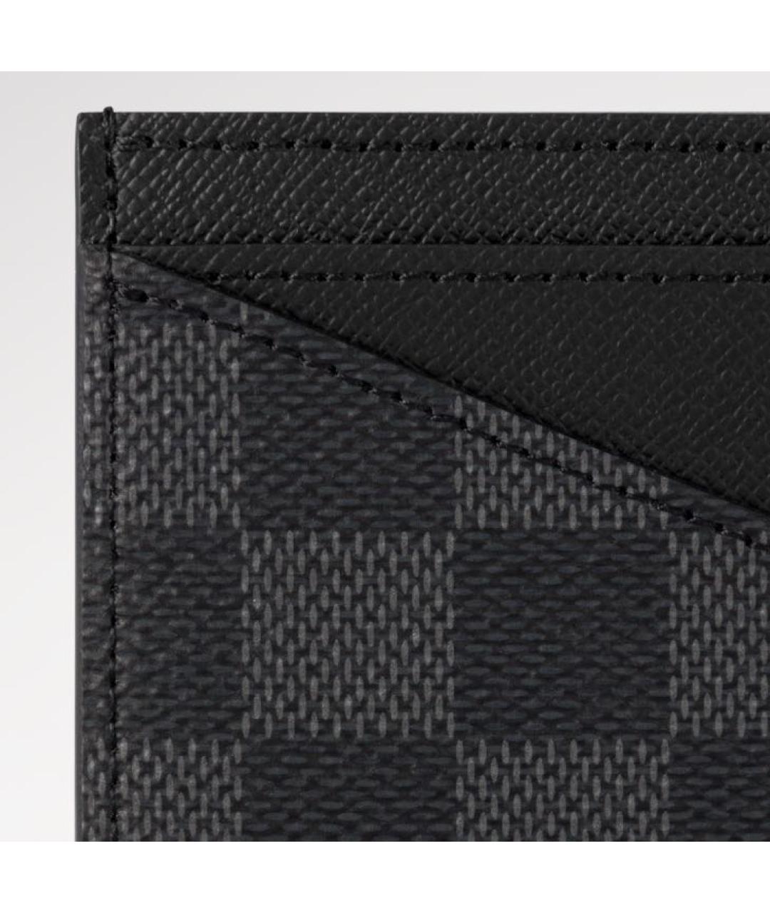 LOUIS VUITTON Черный кожаный кардхолдер, фото 2
